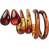 3Pairs Minimalist Vintage Teardrop Earrings for Women Lightweight Polished C Shape Circle Round Cuff Acrylic Resin Hoop Earrings Thick Chunky Acetic Acid Earring Set