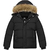 FARVALUE Boys Water Resistant Winter Coat Warm Quilted Puffer Jacket Hooded Parka Thicken Down Jacket for Boys
