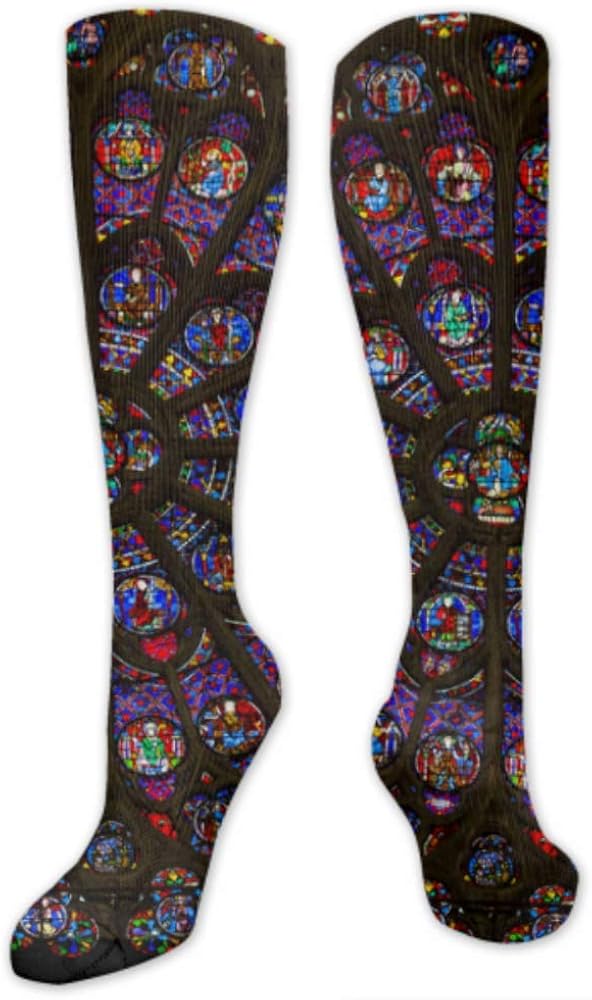 Colored Knee High Socks Desirable Church Rose Window Long Soft Socks