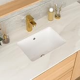 GhomeG 17 Inch Undermount Bathroom Sink 17"x12" White Rectangle Porcelain Ceramic Vanity Sink with Overflow, Under Counter La
