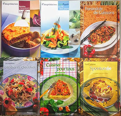 Lot Weight Watchers 6 livres: Recettes classiques légères + FlexiPoints au fil des jours + Les recettes légères et créatives + Cuisiner pour tous + La cuisine spontanée + Farandole de cuissons