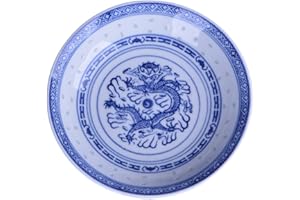 KICHOUSE Vintage 5.5-inch Blue and White Porcelain Plate with Dragon Pattern, Chinese Style Ceramic Fruit