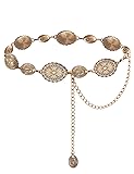 TOPACC Gold Metal Oval Concho Chain Belts for Women