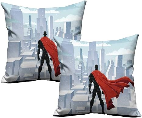 Amazon Co Jp スーパーヒーロー スクエア ランバー クッションカバー ヒーロー シルエット 様々な動きで動く エネルギー コンフリクト 戦略的イラスト プレミアム ウルトラソフト 低刺激性 通気性 ブラック ホワイト 18 X18 2 Pcs 45x45cm ホーム キッチン