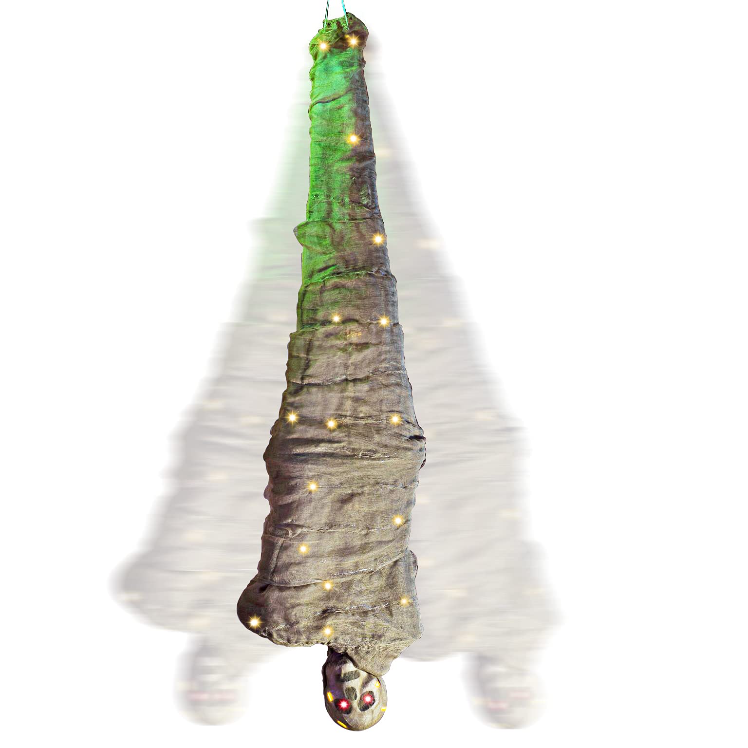 Photo 1 of JOYIN 65" Halloween Decoration Cocoon Corpse, Animated Hanging Dead Body Prop Indoor Decor, Corpses Skeleton Outdoor Decor with Full Body Lights and LED Eyes & Spooky Sound for Yard, Haunted House