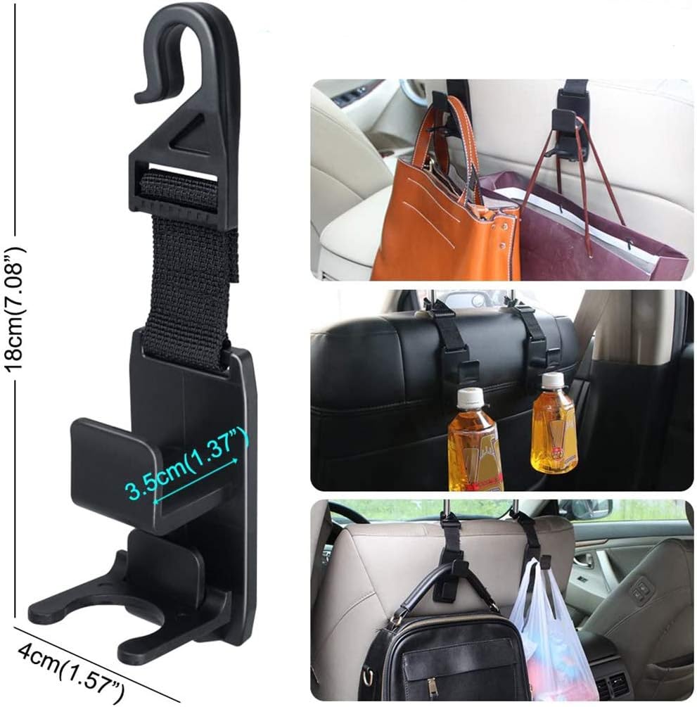 Car Headrest Hook 4 Pack Movable Sturdy Seat Large Hook and Small Hook