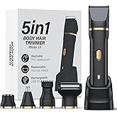 HOHOLE 5-in-1 Bikini Trimmer for Women, IPX7 Waterproof Electric Razors Shaver, Cordless Body Hair Trimmer, Facial & Pubic Hair Removal, Ceramic Blade (Black)