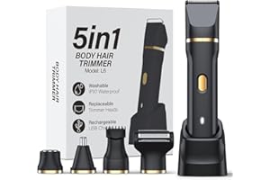 Upgraded 5-in-1 Bikini Trimmer for Women, IPX7 Waterproof Electric Razors Shaver, Cordless Body Hair Trimmer, Facial & Pubic 