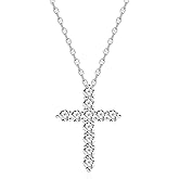 MaicuQ 925 Sterling Silver Necklace Cubic Zirconia Cross Necklace for Women Pendant with Chain 16" 18"+2" No Tarnish，Women Jewelry，Send Gift Box Valentine's Day