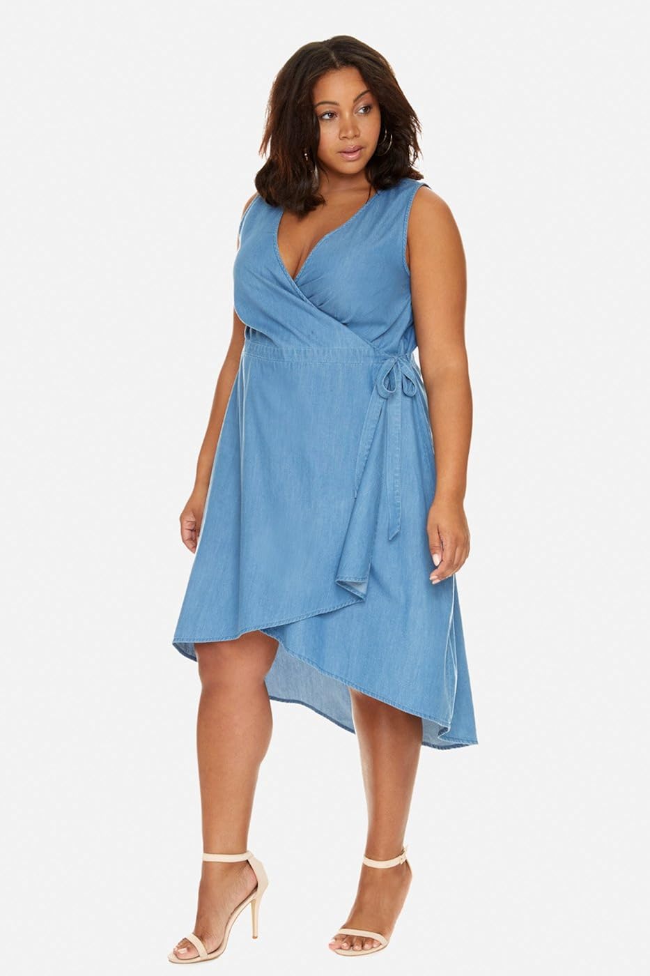 denim wrap dress plus size