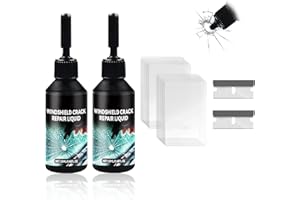 DEZEU Windshield Crack Repair Kit,Upgraded 2 Bottles Glass Crack Repair Kit,5MinQuick-Glass Repair Liquid,Long-Lasting for Windshields, Windows, Mirrors,All Crack Types Windshield Repair Kit (Shiny black).