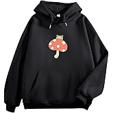 KEEVICI Women Cute Frog Sweatshirt Kawaii Mushroom Hoodie for Teen Girls Aesthetic Cottagecore Clothes Feminino Hoodies