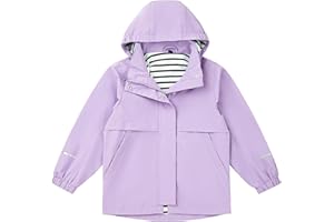 EIGIOO Boys Girls Waterproof Hooded Jackets Lightweight Soft Lining Kids Windbreaker Rain Coats