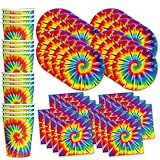 Tie Dye Birthday Party Supplies Set Plates Napkins Cups Tableware Kit for 16