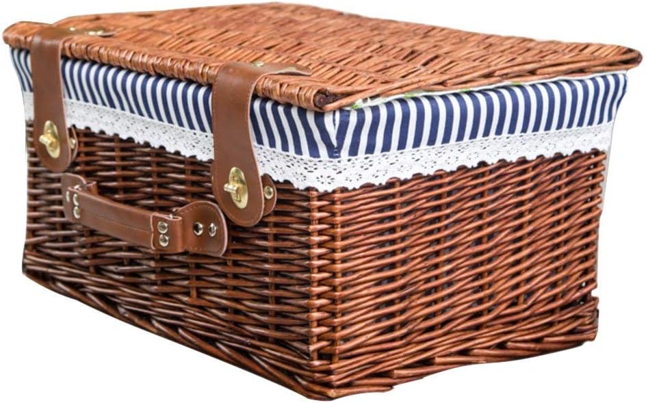 DBWIN Wicker Picnic Basket with lid 24 Person Picnic