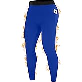 RIKUAOU Men's Thermal Compression Pants, Fleece Lined Leggings with Pockets, Winter Sports Base Layer for Running Workout