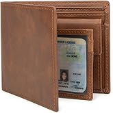 ITSCOSY Mens Wallet RFID Blocking Bifold Soft Genuine Leather Wallet for Men Women, Secure and Durable Extra Capacity Billfold,Coin Purse with 12 Credit Cards,Flip Up ID with Gift Box (Brown)