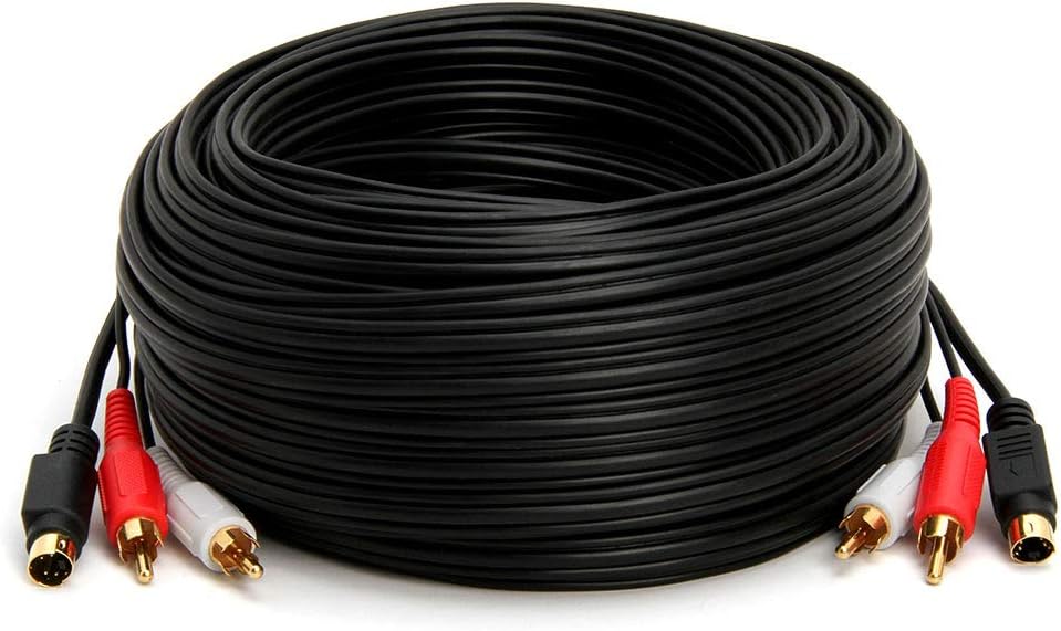 Cmple - S-Video & 2-RCA Audio Cables Combo 4 Pin SVideo Male Cord, Gold Plated - 75 Feet: Home Audio & Theater