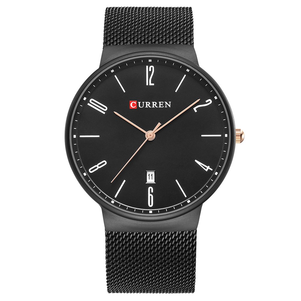 Simple Luxury Brand Curren Quartz Watch Men Stainless Steel Mesh Strap Thin Clock Male Casual Wristw