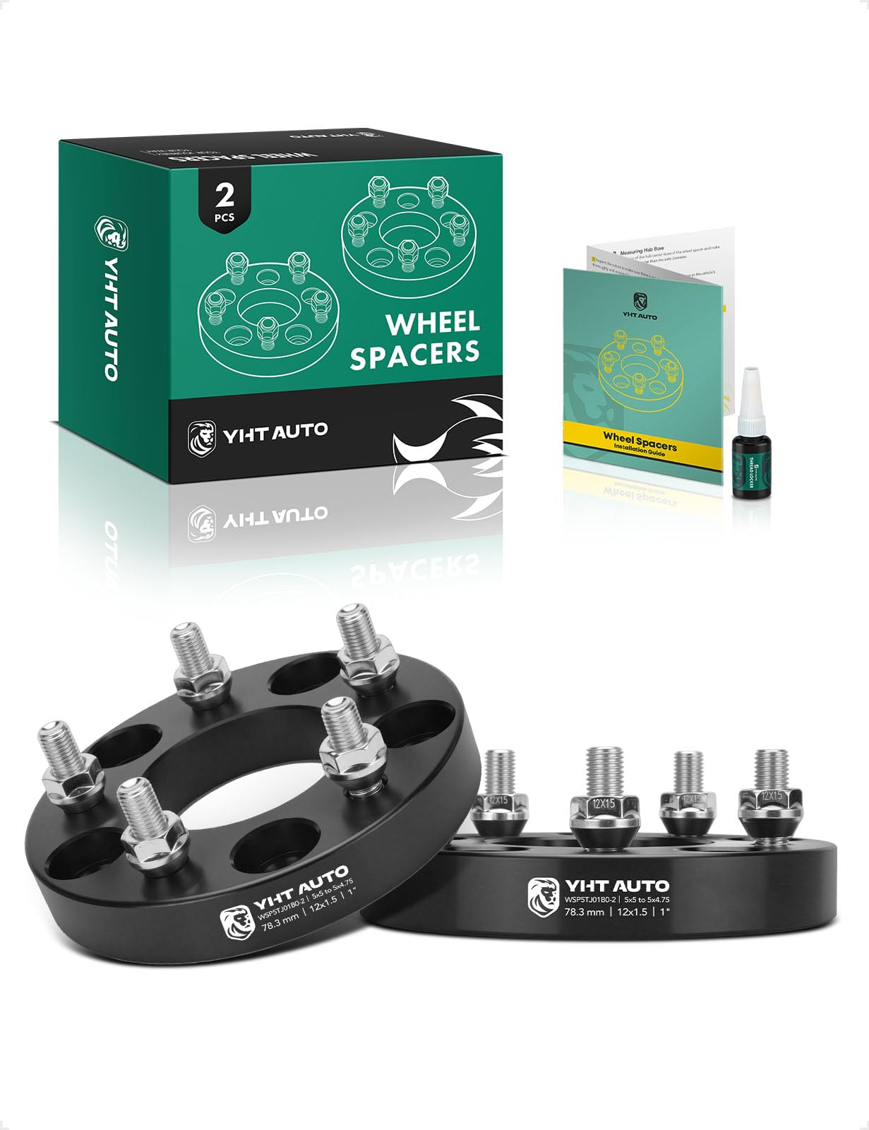 View 1 of ******** factory sealed *******YHTAUTO 5x5 to 5x4.75 Wheel Adapters 1 inch Compatible with Chrysler Dodge Chevrolet Buick, Pacifica Journey Impala Tire Adapters w/ 12x1.5 & 12.9 Studs, 78.3 mm Center Bore 5 Lug 2PCS
