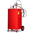 GarveeTech 30 Gallon Fuel Caddy, Fuel Tank with Manual Transfer Pump for Gasoline & Diesel, Durable 4-Wheel Design, Mobile Fuel Storage for Cars, Trucks, Boats, Lawn Mowers, Red