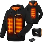 Jazvex Heated Hoodie for Women and Men Pullover Sweatshirt with 12000mAh Battery Pack, 6 Heating Zones, 3 Heating Levels
