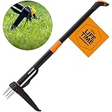 Fiskars 4-Claw Stand Up Weeder - Gardening Hand Weeding Tool with 39" Long Ergonomic Handle - Easy-Eject Mechanism - Black/Or