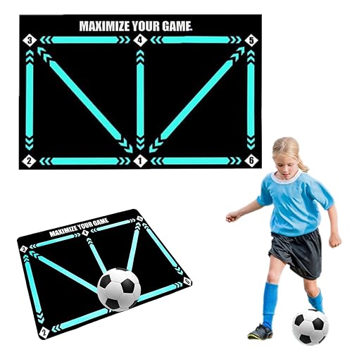 Winnsell 90x60cm Football Training Mat, Footstep Training Equipment Anti-Skid Carpet for Ball Control Practice Soccer Sports Mat Improve Skills for Boys Coach Kids Adults(Training Mat)