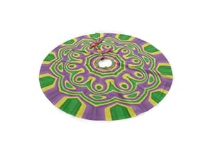 JUHUCC Mardi Gras Green Yellow Purple Christmas Tree Skirt 36 in for Christmas Decorations Skirt Rustic Xmas Holiday New Year Party Tree Mat Decor Indoor Outdoor Christmas Tree Mats