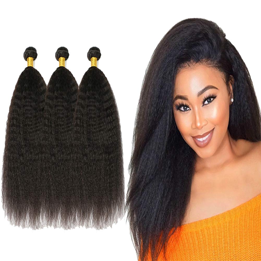 Amazon Com Fbhair 8a Kinky Straight Hair 3 Bundles Yaki Human
