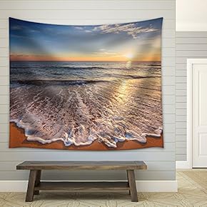 Beautiful Cloudscape Over The Sea, Sunrise Shot - Fabric Wall Tapestry Home Decor - 51x60 inches