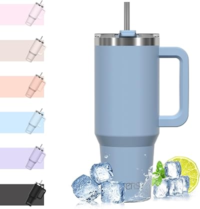 WATERSY 40oz Travel Mug Stainless Steel Vacuum Insulated Coffee Cup Smog Blue
