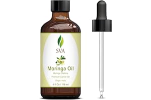 SVA ORGANICS SVA Moringa Seed Oil - 4 Fl Oz – 100% Natural Cold Pressed Moringa Oil - for Face, Skin Care, Hair Care, Scalp Massage & Body Massage – Carrier Oil with Dropper