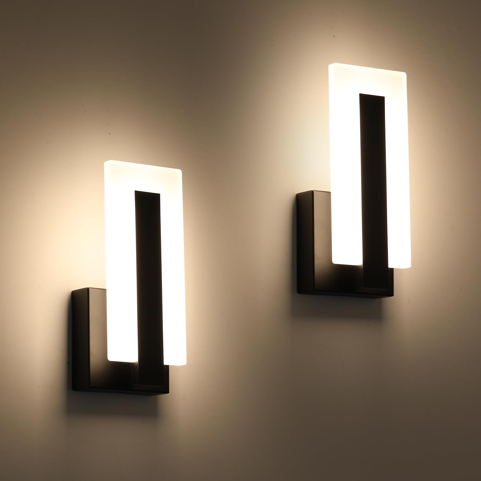 Photo 1 of Pasoar Modern Wall Sconces Set of Two, Led Wall Light 7w Dimmable Light Hardwired Acrylic Wall Light Lighting, Suitable for Living Room Corridor Bedside (Warm White 3000K 2Pack)