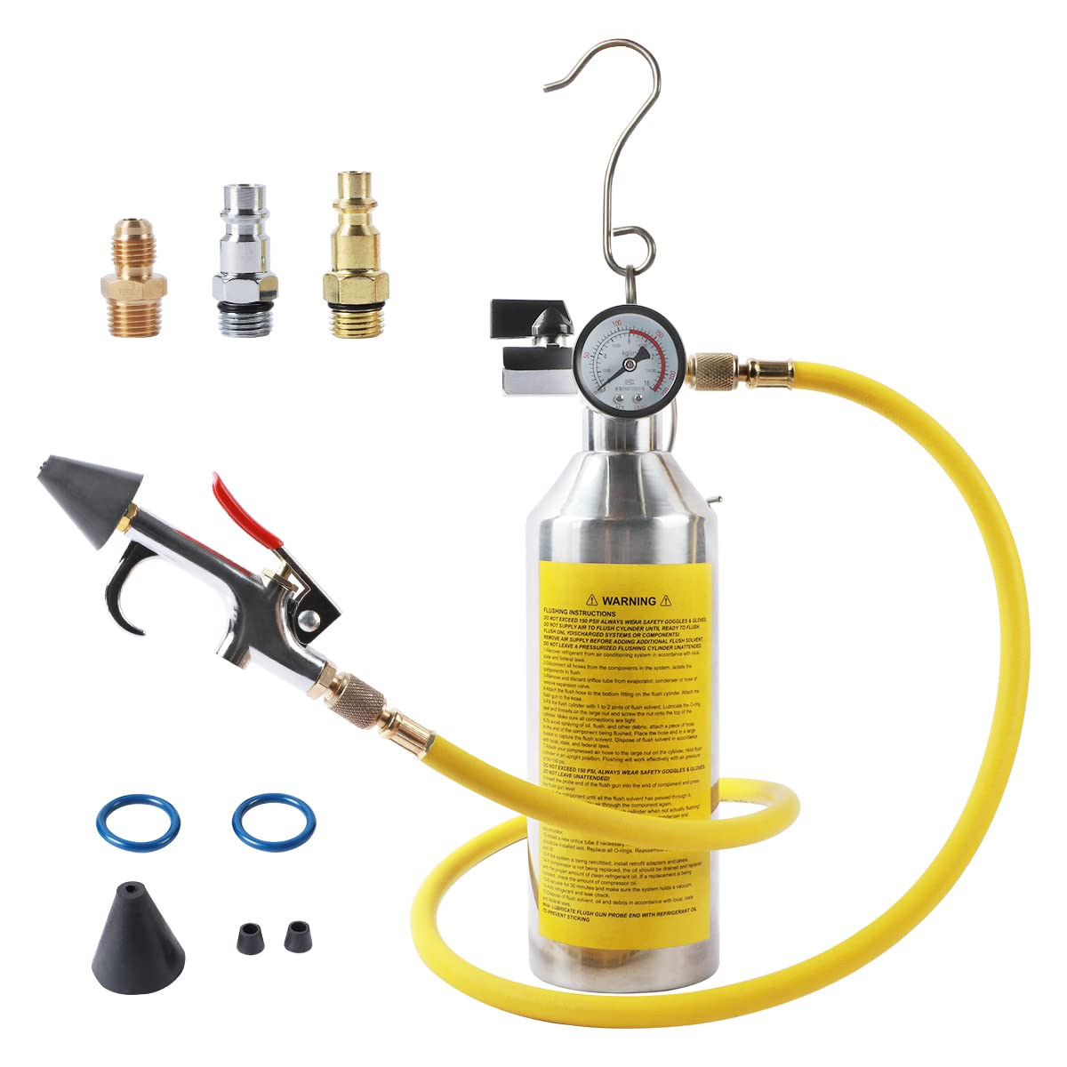 AC Flush Kit Home A/C Flush Tool Automotive HVAC Flush Kit Thickened Stainless Steel Canister