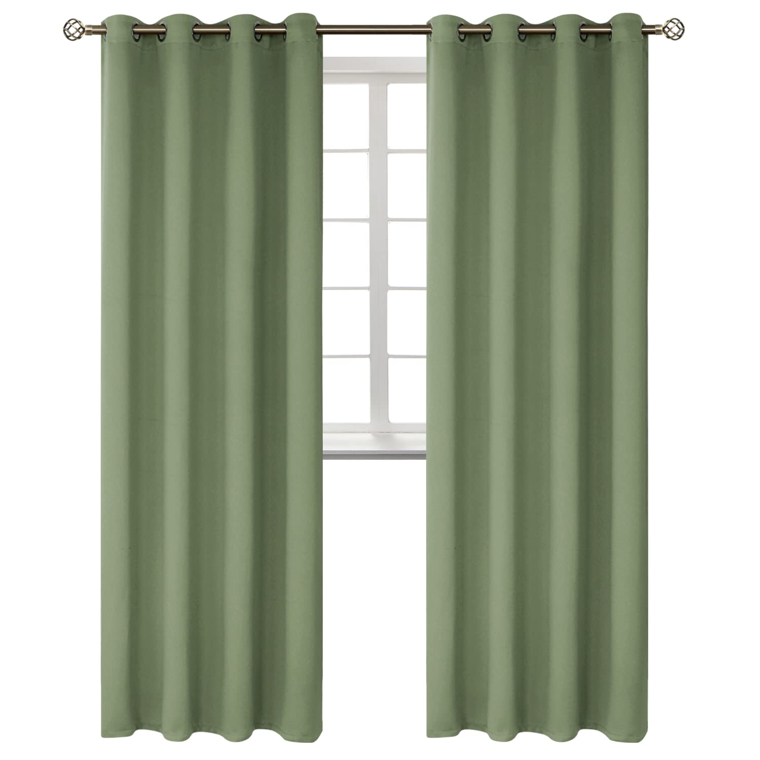 BGment Room Darkening Curtains 108 Inches Long - Grommet Thermal Insulated Drapes Window Treatment Curtains for Bedroom, 2 Panels, 52 x 108 Inch, Grass Green Image