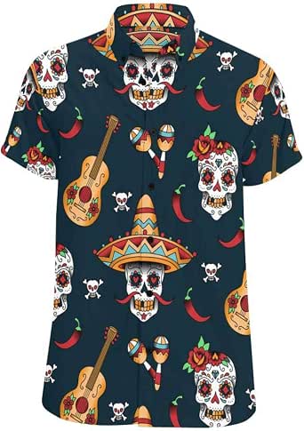 dia de los muertos button up shirt