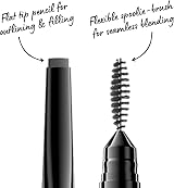 NYX Precision Brow Pencil Dual Ended Flat Tip Spoolie Charcoal Vegan view 2