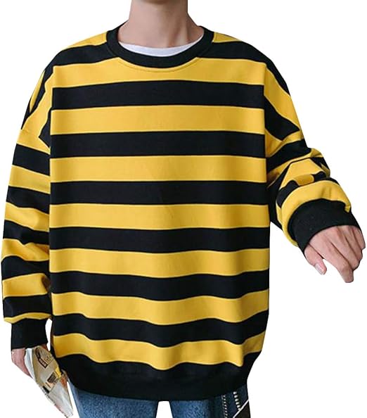 Amazon Beibang バイバン パーカー メンズ 長袖 トレーナー ボーダー柄 丸首 カットソー ゆったり ユニセックス プルオーバー カジュアル 韓国 スウェットパーカー トレーナー パーカー 通販