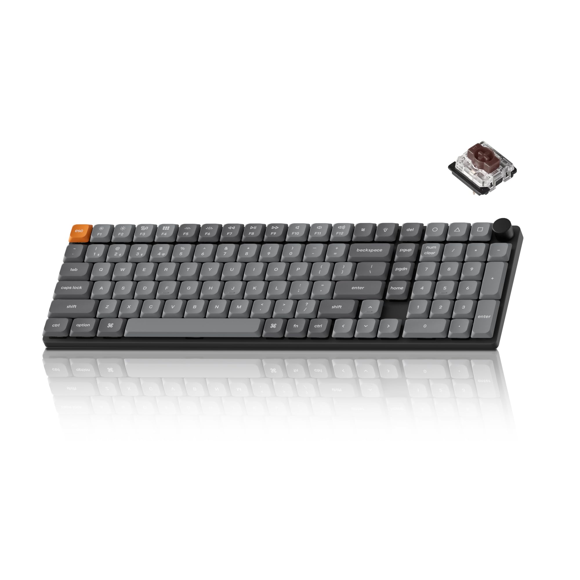 Keychron K17 Max 96% Layout QMK/Launcher Ultra-Slim Wireless/Type-C Wired Mechanical Keyboard with White LED Backlit, Low-Profile Gateron Mechanical Brown Switch Compatible with Mac Windows Linux