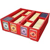 BCW Collectible Card Bin, Holds 3,200 Cards, Stackable, Red, 1 Pack | Four-row bin holds 3,200 sports or 4,400 gaming cards and fits toploaders, magnetics, deck boxes, and dividers.