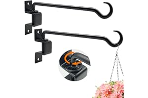 Greemov 16 inch 2 Pack Swivel Plant Hangers Outdoor Heavy Duty - Black Iron Plant Hanging Hook Bracket for Flowers Baskets Pots Bird Feeder Lanterns Wind Chimes