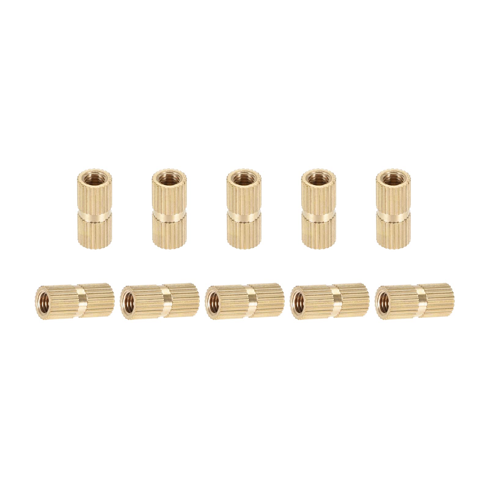 DTGN M5x16x7mm(IDxLxOD) Knurled Insert Nuts - 50 Pack - Good for Plastic Shells - Brass Female Thread Heat Set Inserts Embedment Nut