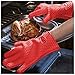 LP Silicone Heat Resistant Grilling BBQ Gloves (Pair) for Cooking Camping Baking Smoking Potholder Fireplace Red