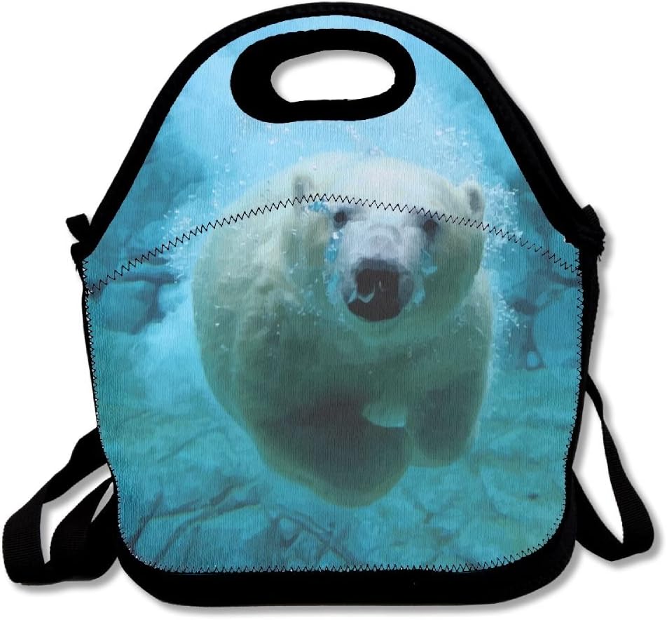 Polar Bear In Water Insulated Lunch Bag Picnic Lunch Tote For Work