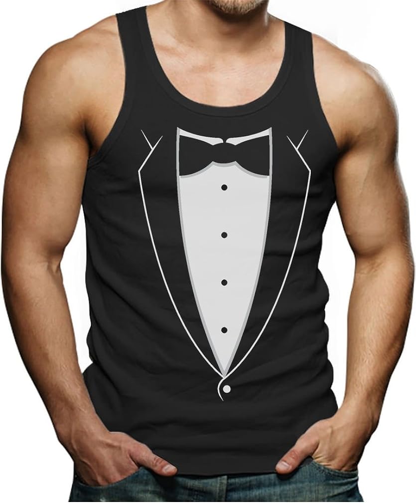 Printed Tuxedo with Bowtie Suit Tank Top Funny Tux Singlet Amazon.ca