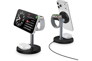 RUI MAI LAI 3 in 1 Wireless Charging Station for Apple Magsafe Charger Stand,15W Fast Magnetic Charging Station for iPhone 17 Air 16 15 14 13 12 11 Series, Watch Ultra & AirPods Apple Devices, Cell Phone Dock