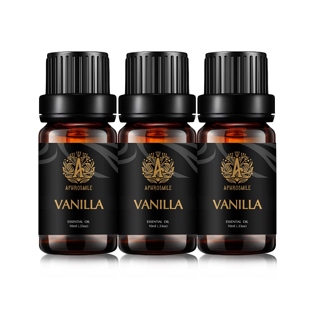 Aromatherapy Vanilla Essential Oil Set, 100% Pure Aromatherapy Vanilla Scent Essential Oils Set for Diffuser, Therapeutic Grade Vanilla Aromatherapy Essential Oils Fragrance Kit for Home - 3x10ml