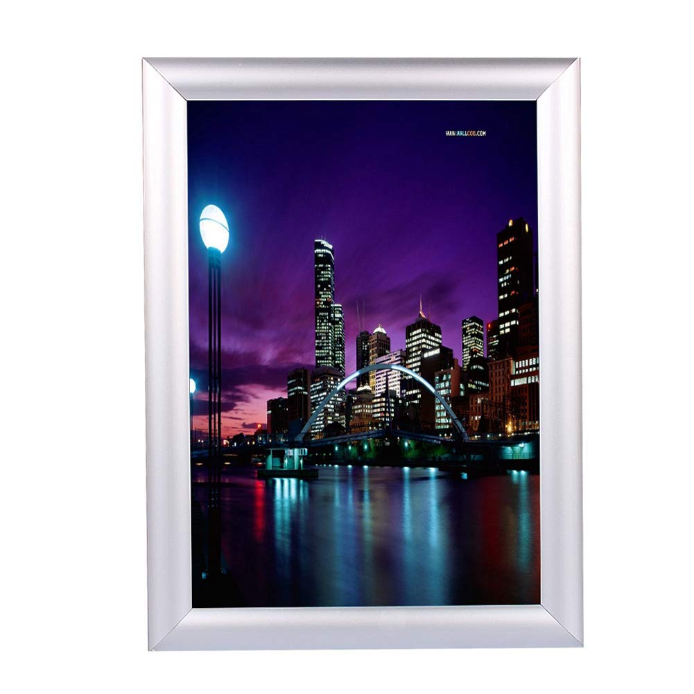 Ausla A4 Aluminium Silver Snap Poster Frame, Waterproof, Modern Display, Easy Poster Change, Secure Mounting