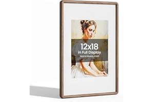 HEIMLOVE 12x18 Picture Frame Natural Oak Wood From CA-USA Walnut Color Finished Frame with Real Tempered Glass, Handcrafted 12 x 18 Matted to 8.5x11,Diploma,Certificate,Degree,Graduation Picture Display